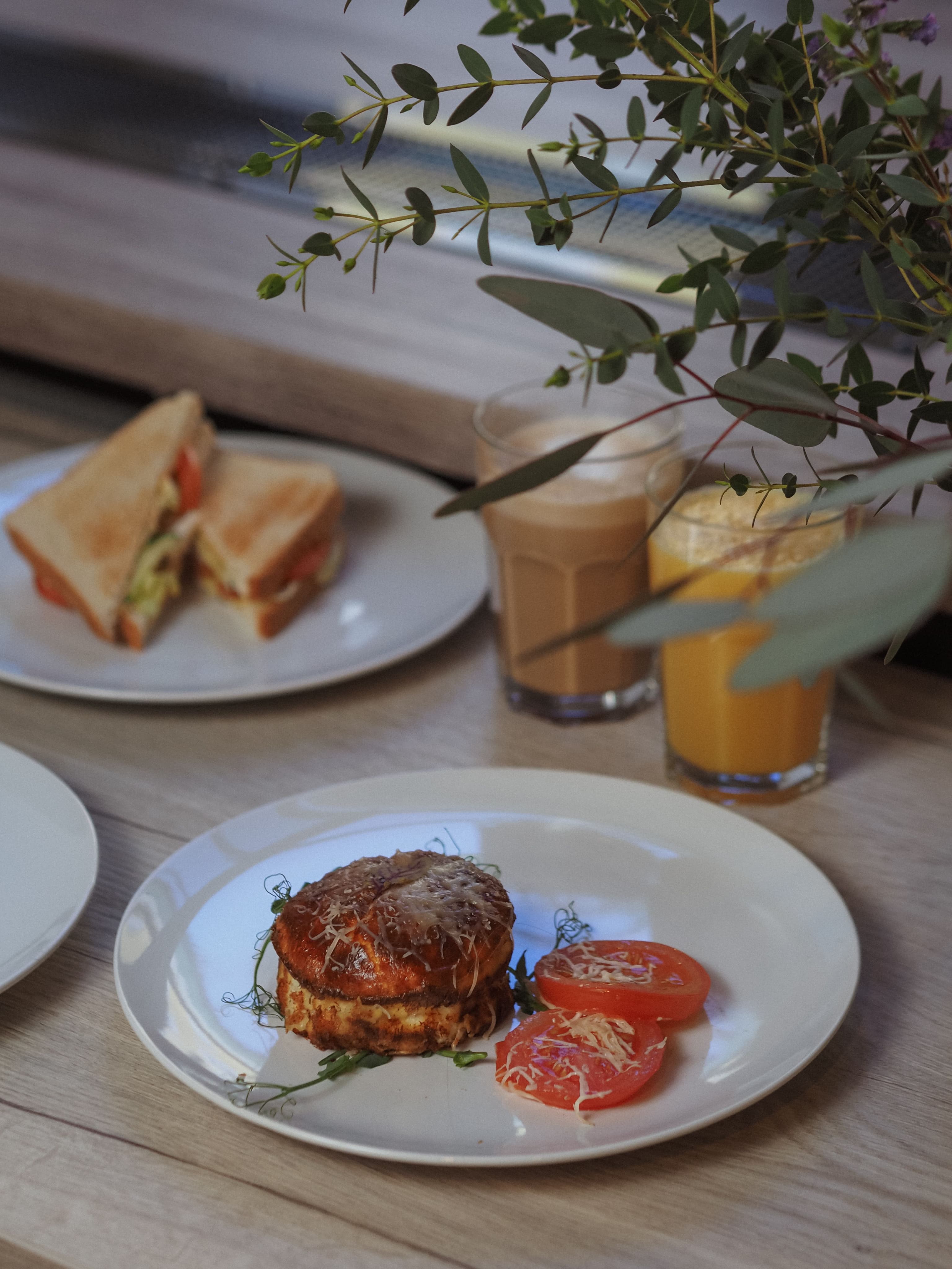 A plated main course at a café.